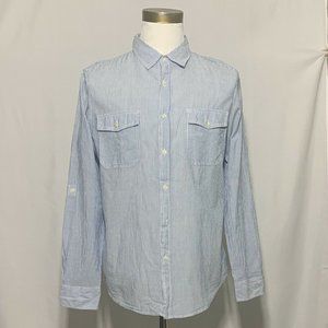 21Men Lightweight Blue Stripe Tab Sleeve XL